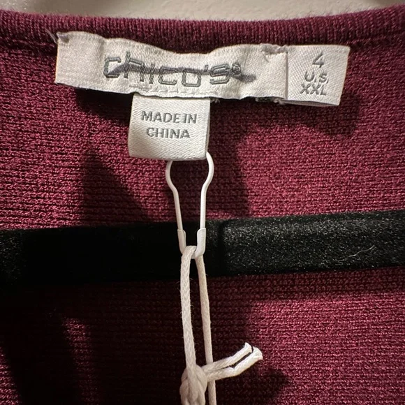 Chico’s Gem Neckline Pullover Sweater Size 4 US XXL V-Neck Color Deep Merlot - Picture 5 of 10